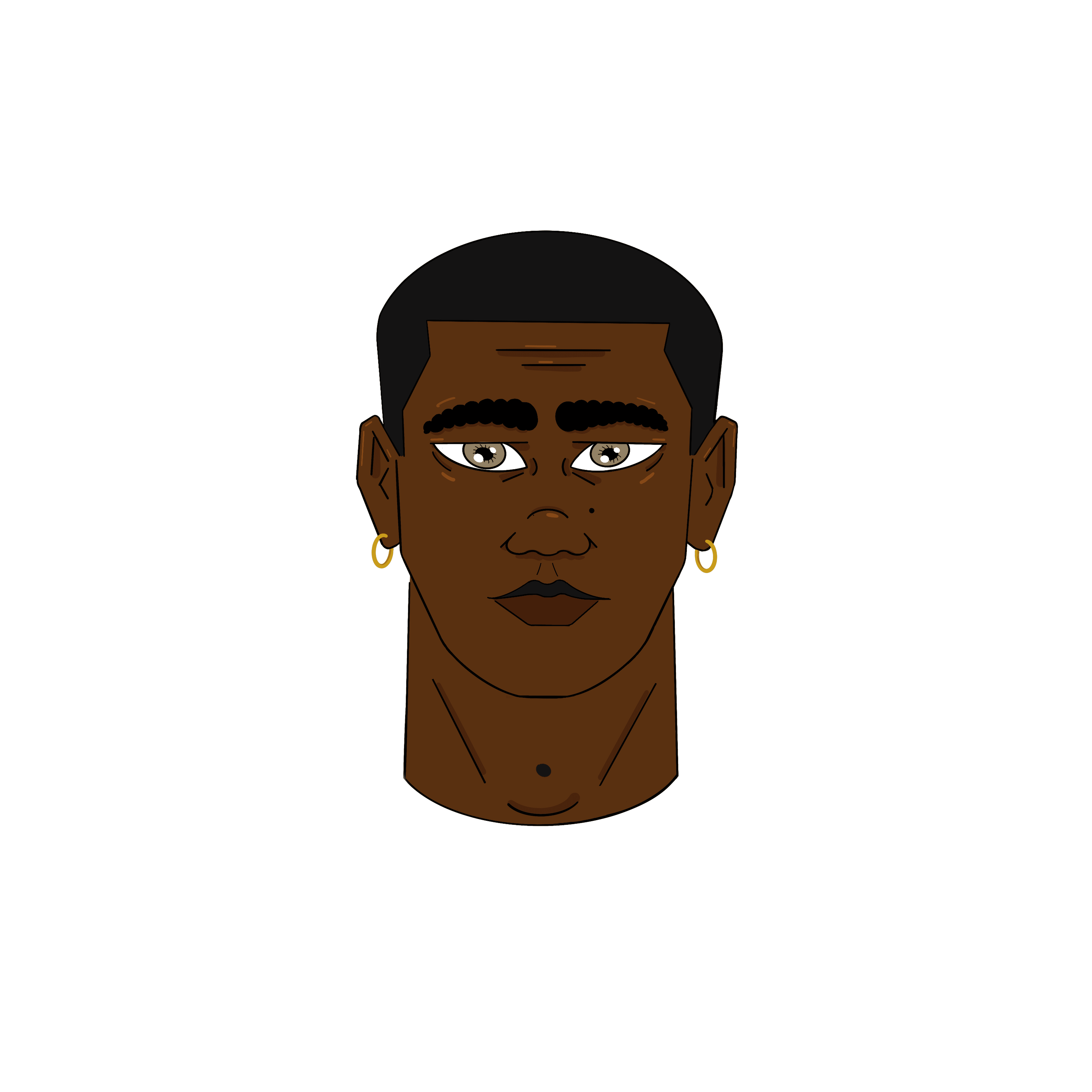 Illustration of Black man--no beard, hoop earrings