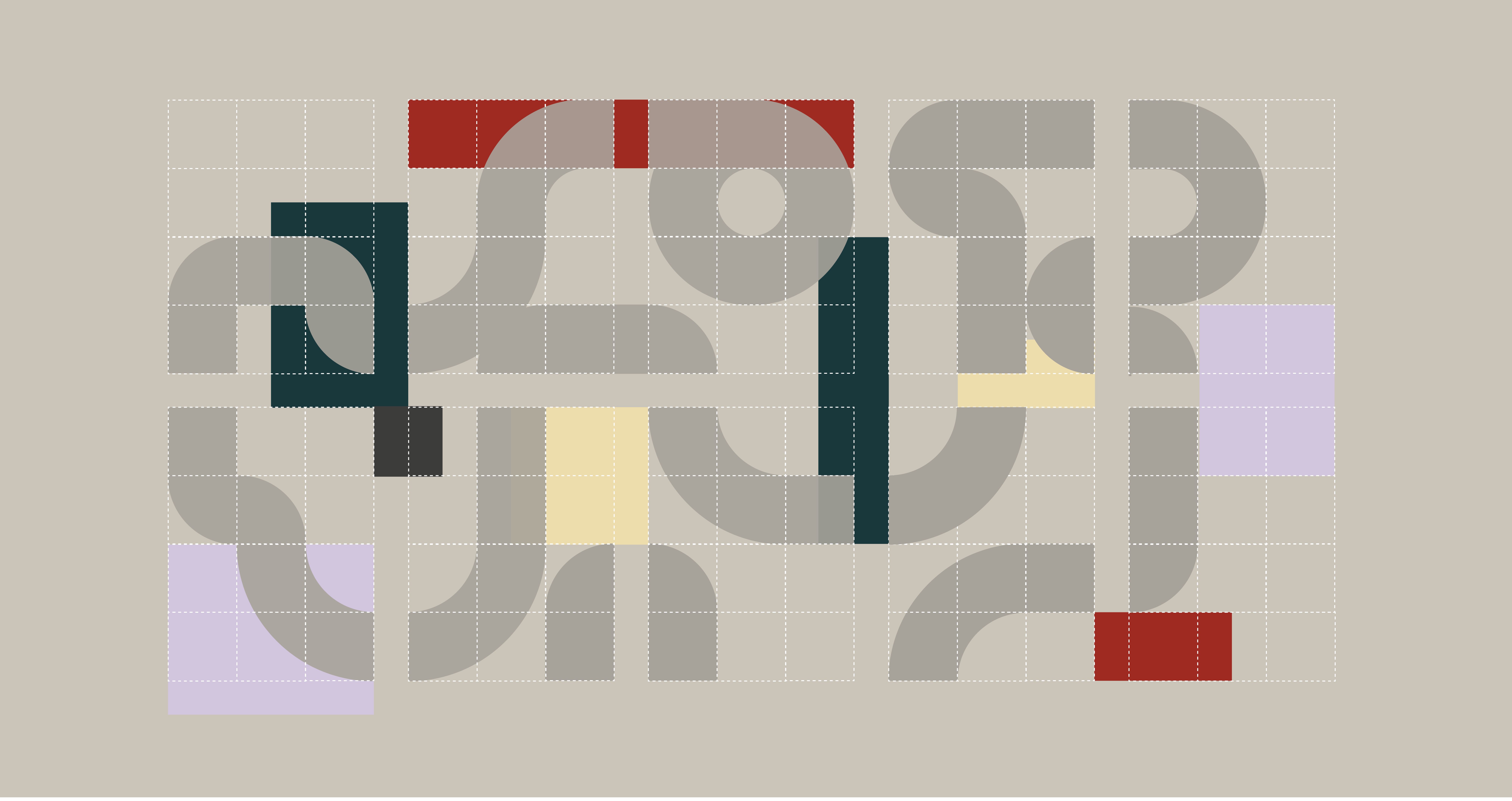 Modular graphic composition created by Josephine Grenier for Wurface’s visual identity, inspired by tile patterns.