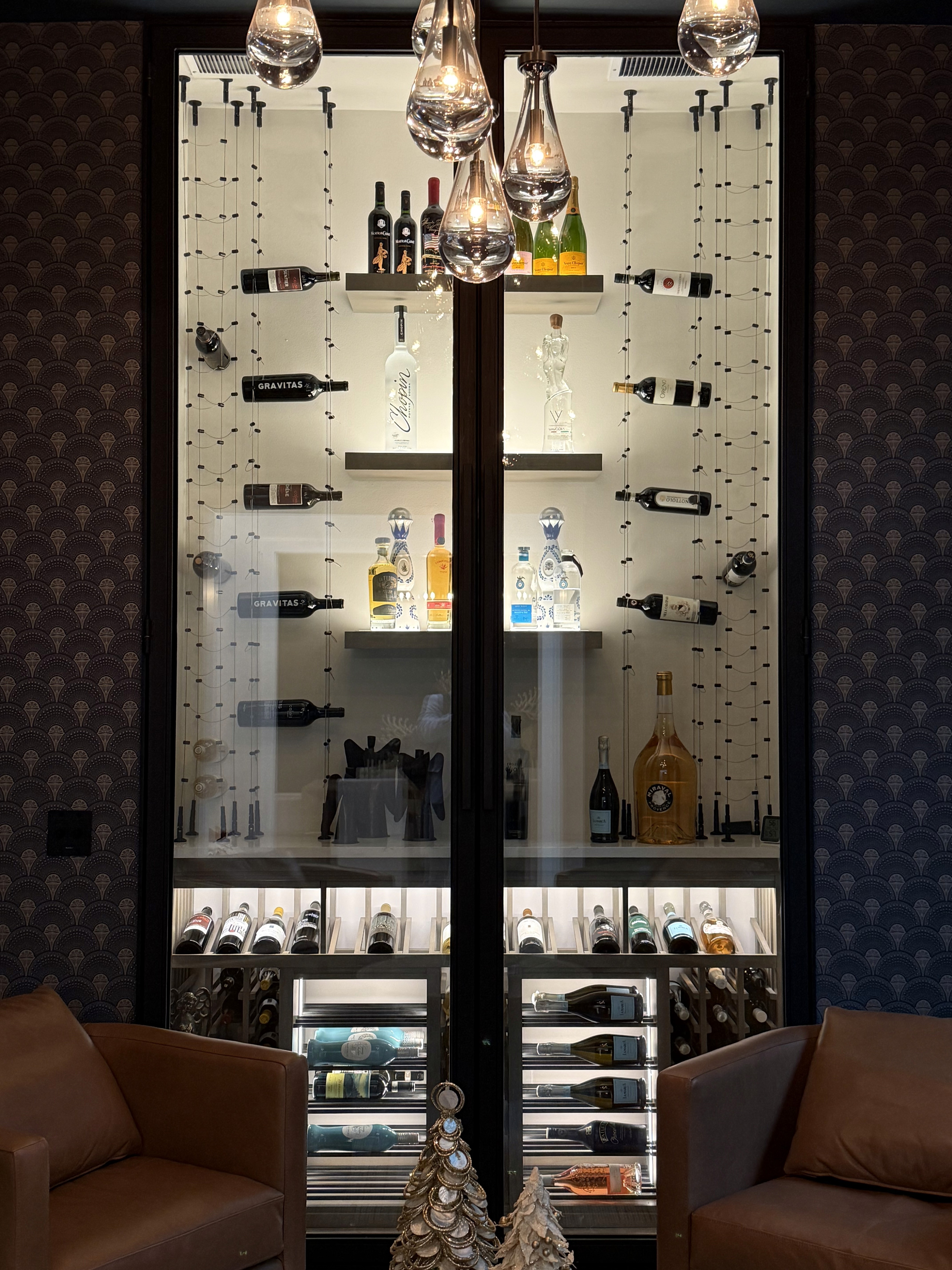 completed modern custom wine cellar in round rock completed by prestige wine cellars austin location