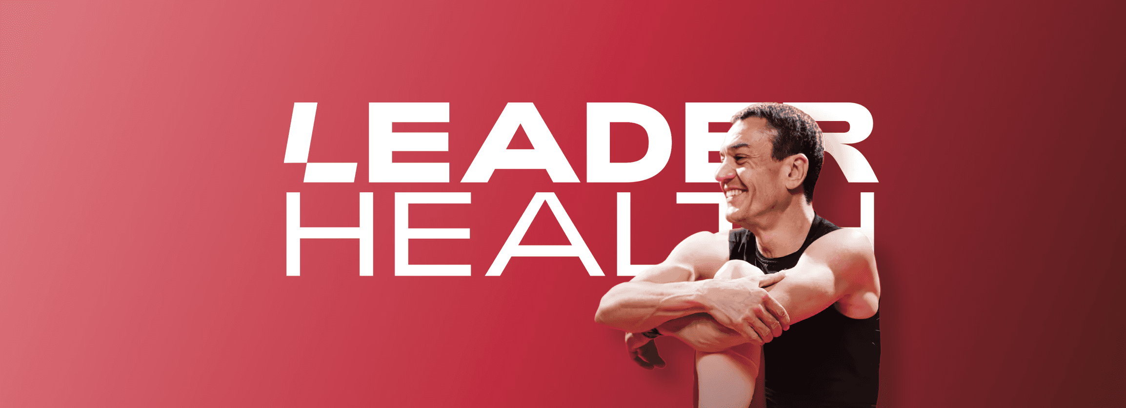 LEADER HEALTH logo over a photo of a man stretching his shoulder