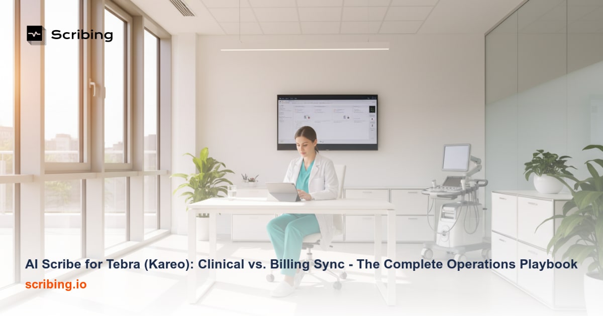 Illustration showing the difference between clinical documentation sync and billing code sync for AI scribes integrated with Tebra EHR in private medical practices