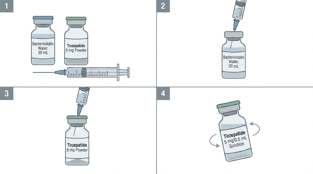 How to reconstitute tirzepatide vial for accurate 5mg dosing
