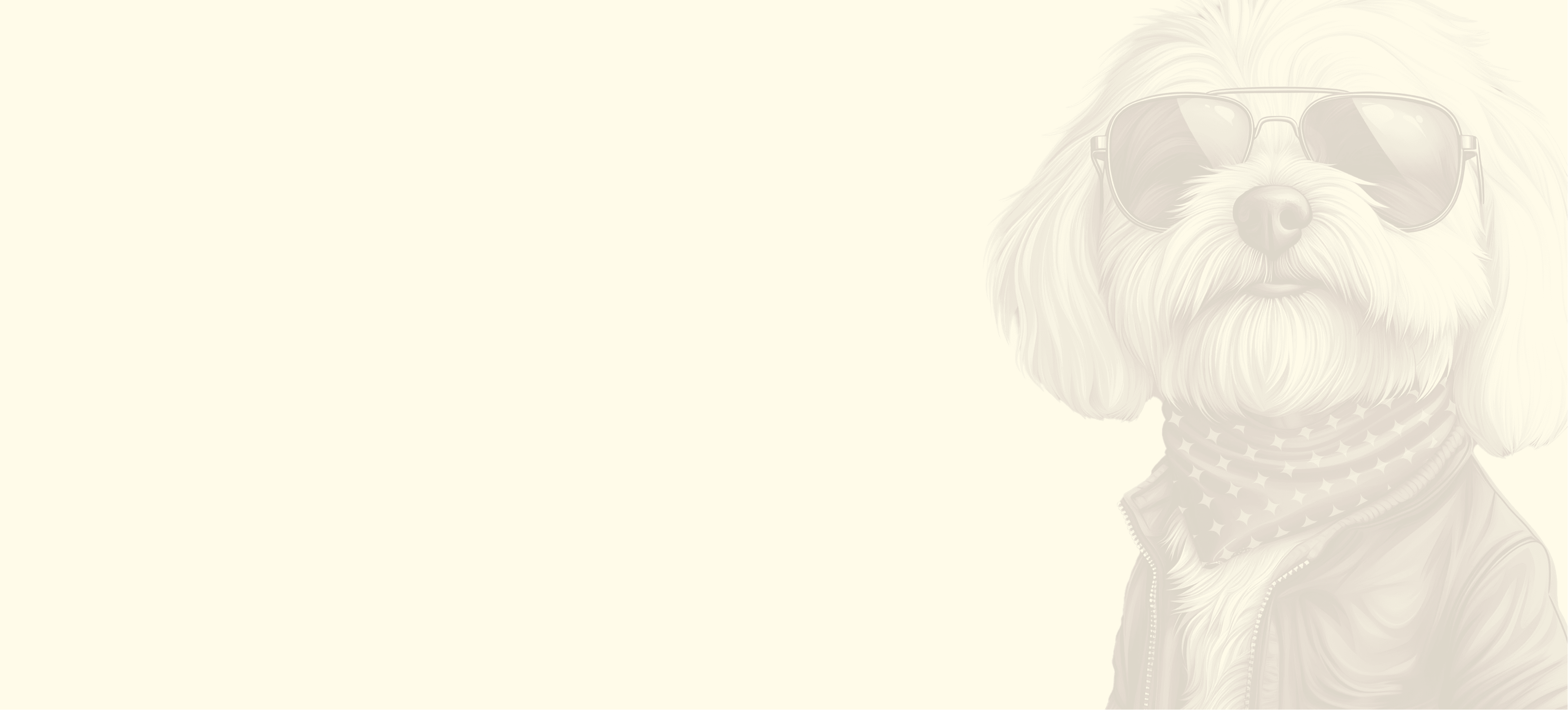 Illustrated small dog in signature TENDS style, representing the brand’s confident small-dog identity