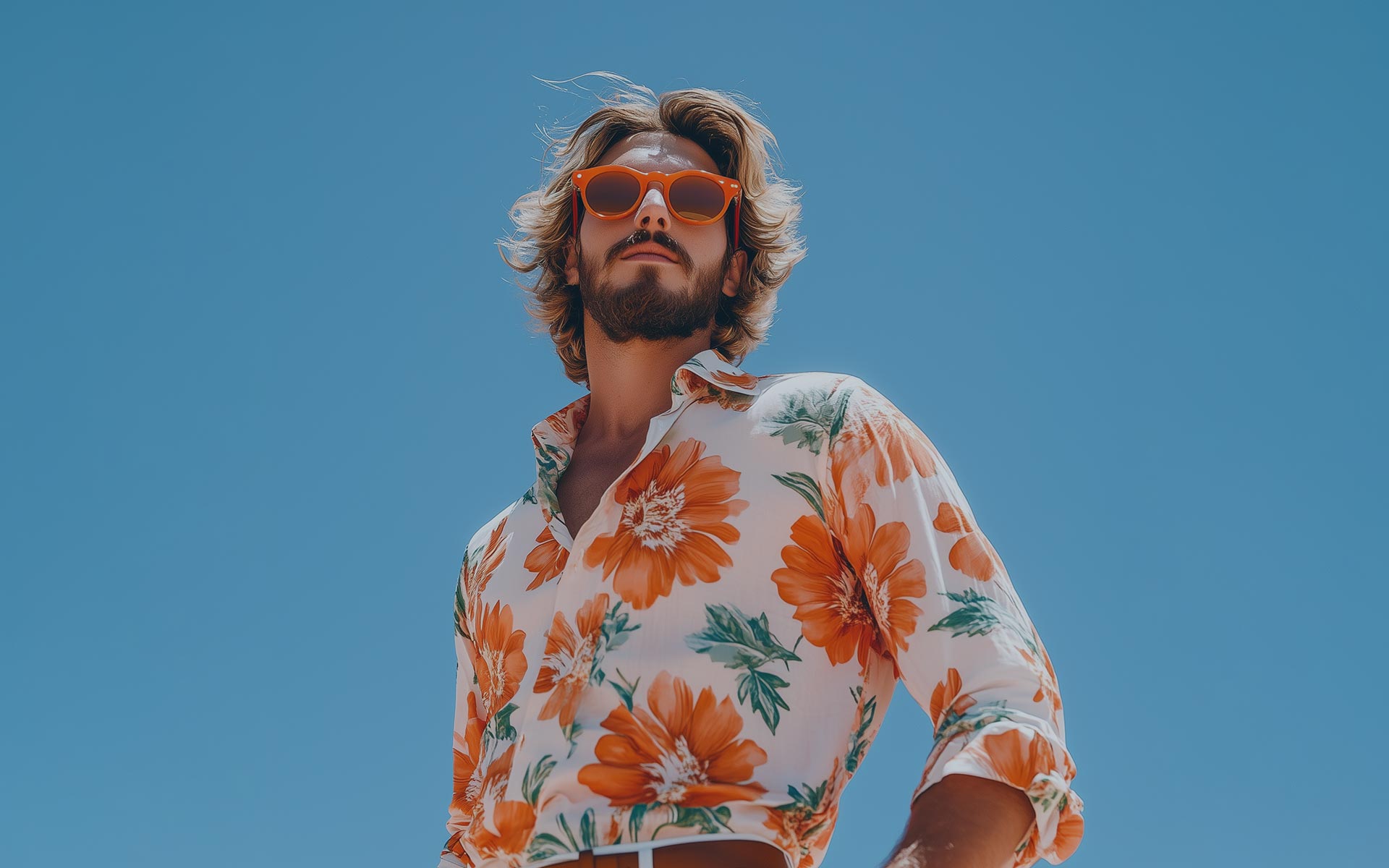 Model posing in sunny outdoors