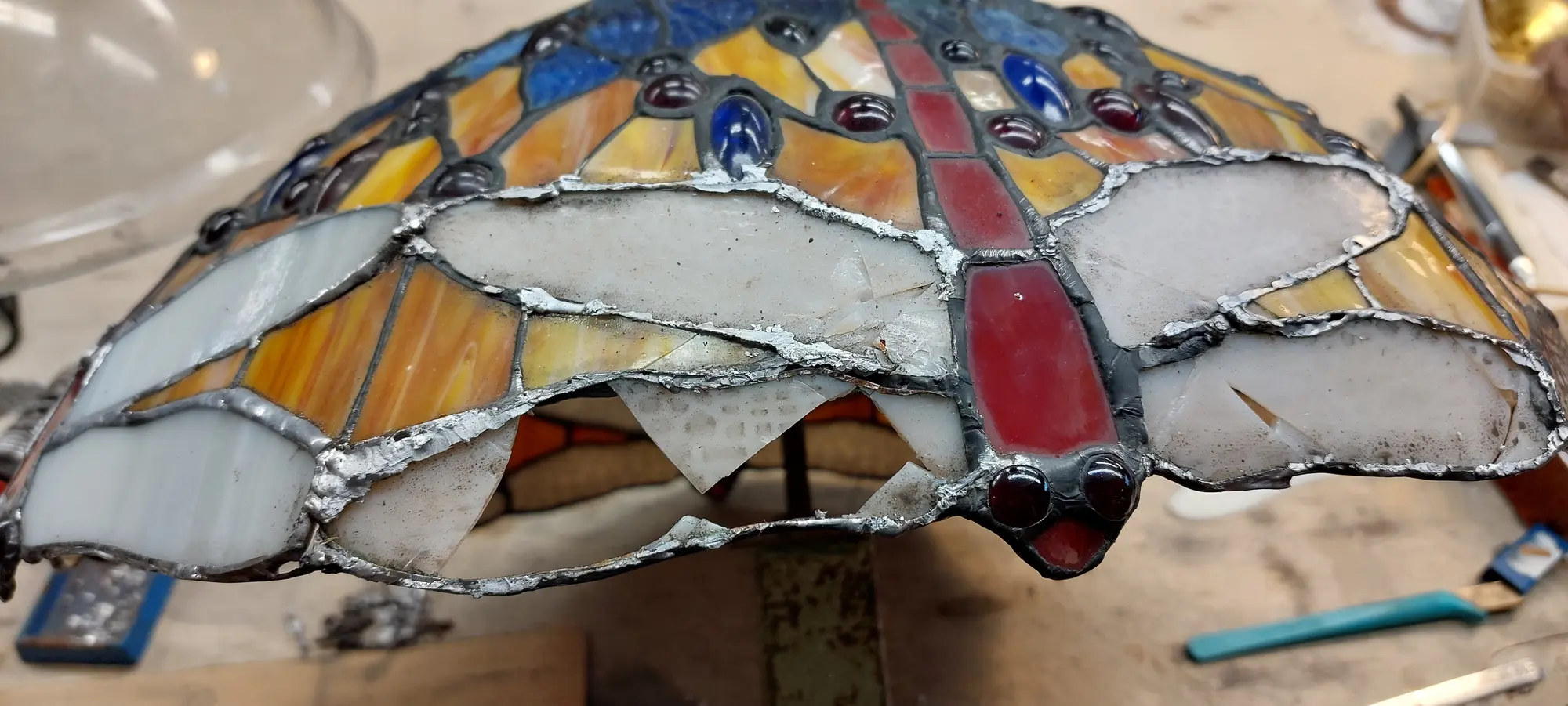 Tiffany kap - voor restauratie