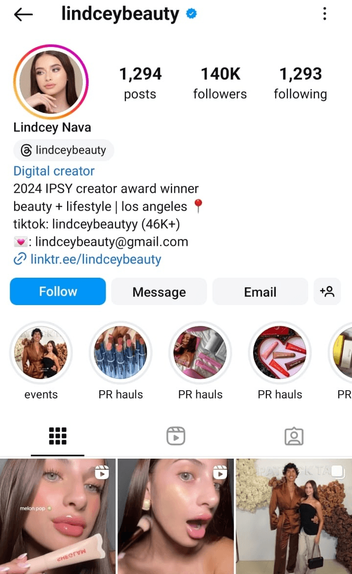 Good instagram profile example