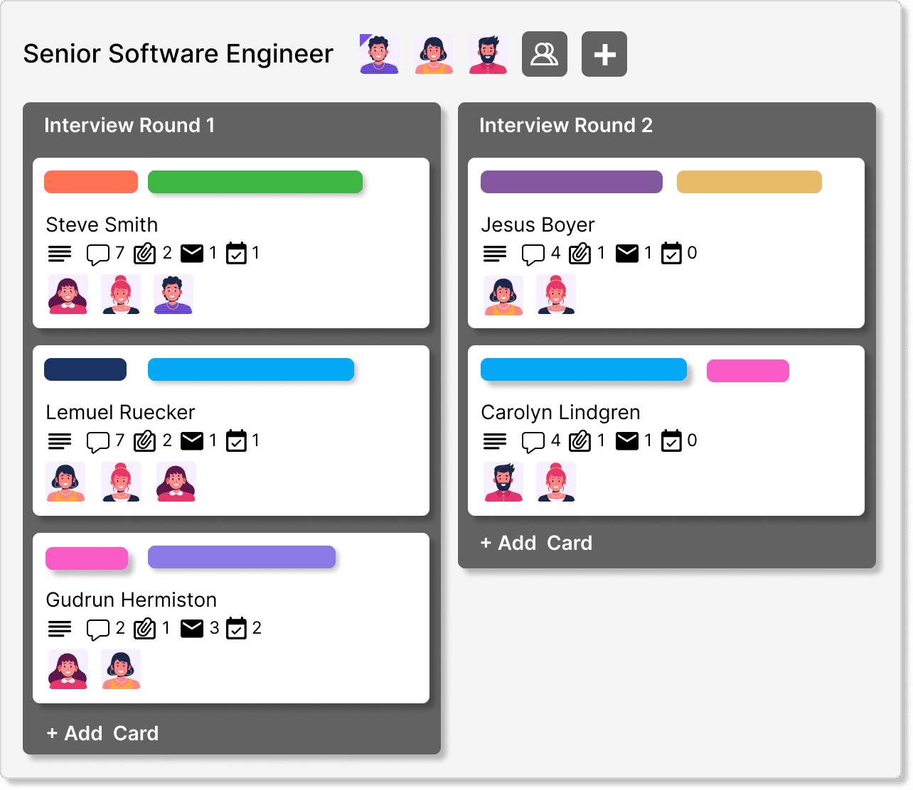 Kanban Board View in Tacitbase's ATS