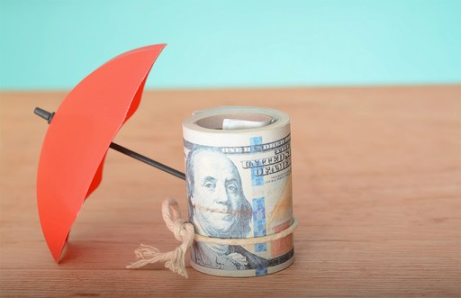 Umbrella protecting dollar bills