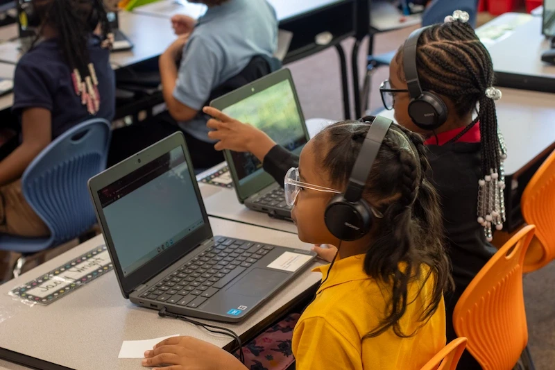 BuffSci students performing in music class as part of arts enrichment