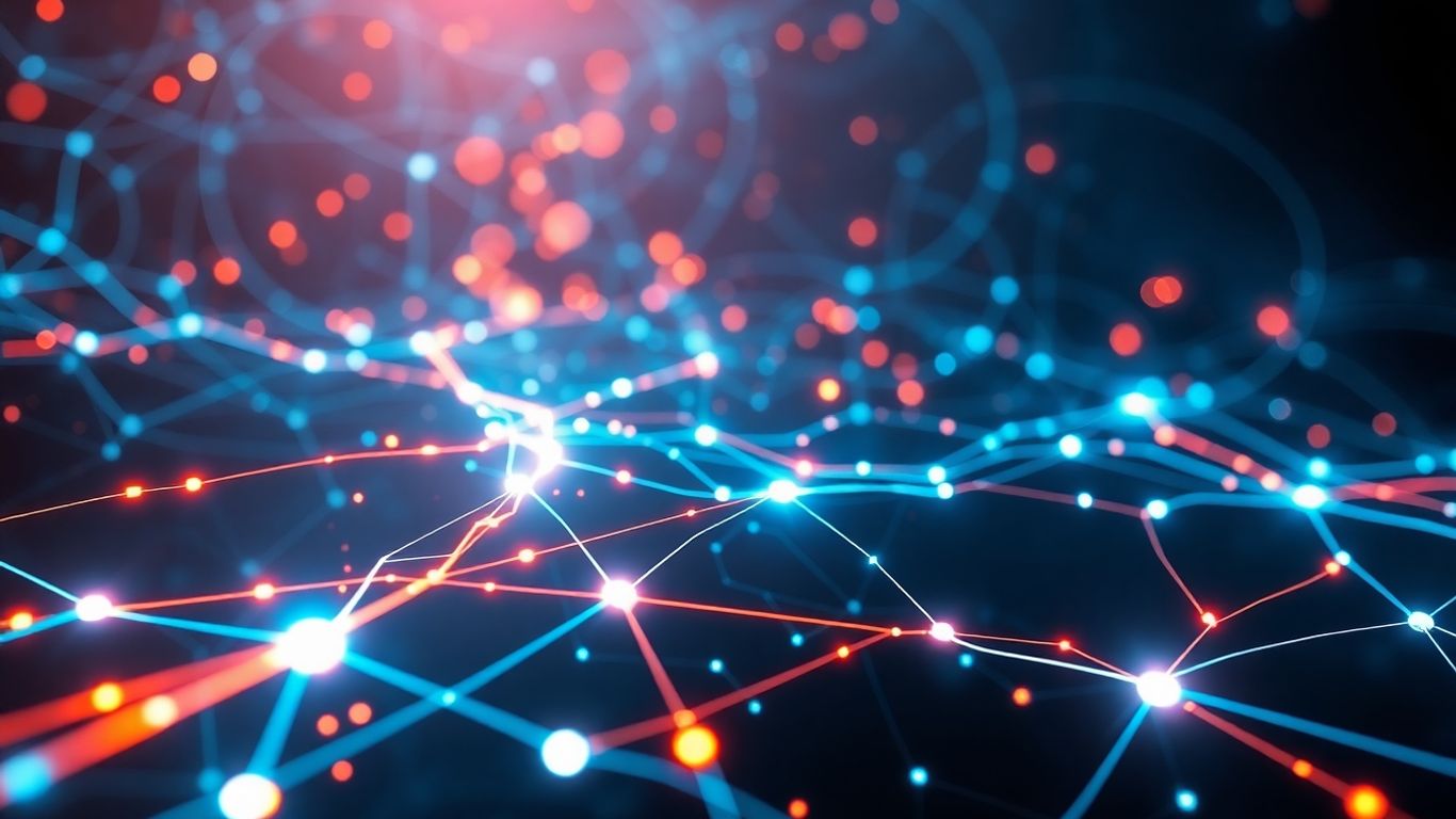 Abstract digital pathways and glowing nodes