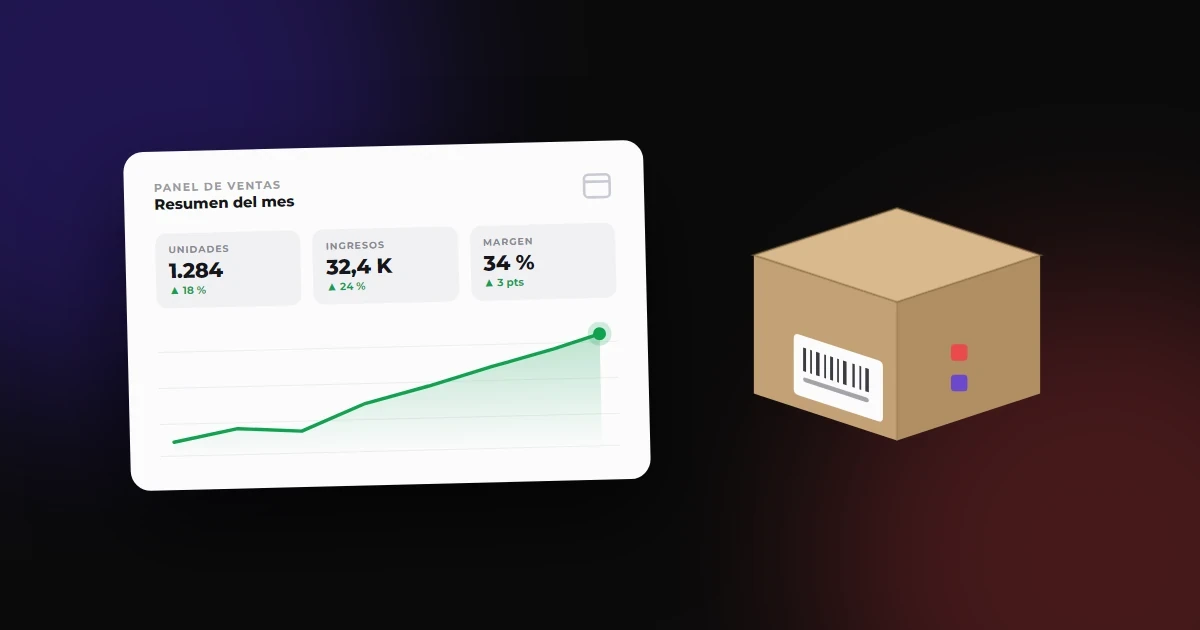 Guía para principiantes de Amazon FBA en 2026: Dashboard de ventas y caja Prime sobre escritorio