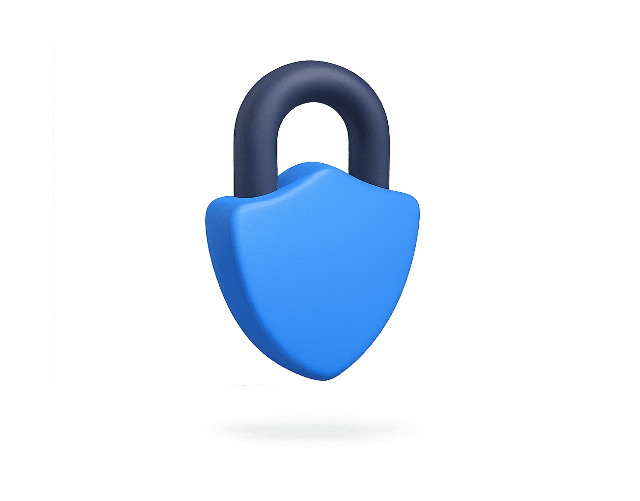 3D padlock icon in blue showing secure and safe content processing