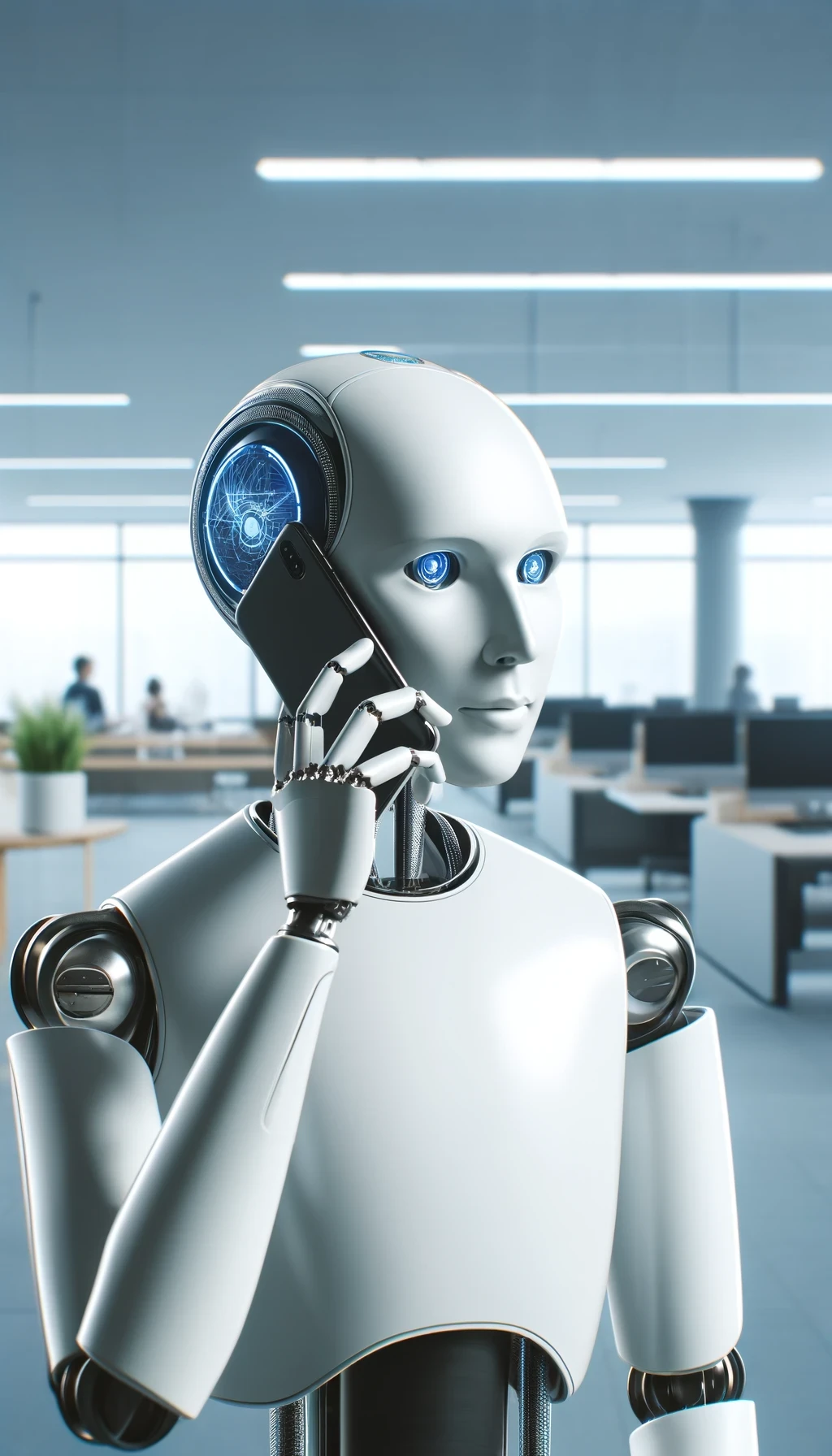 AI robot answering client's need in an automated way. 