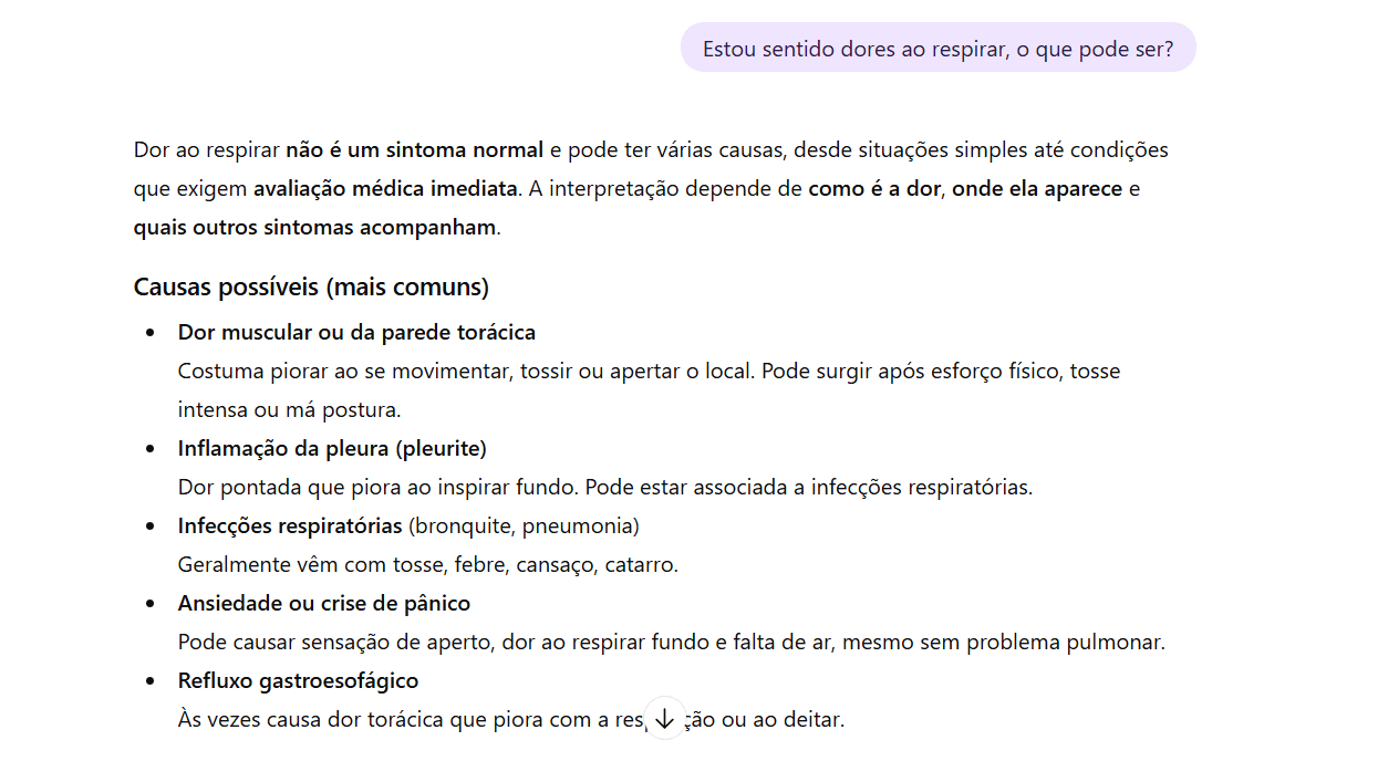pergunta sobre saúde ao ChatGPT 