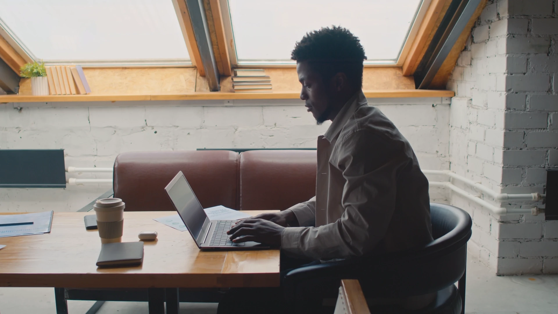 A man using a computer.