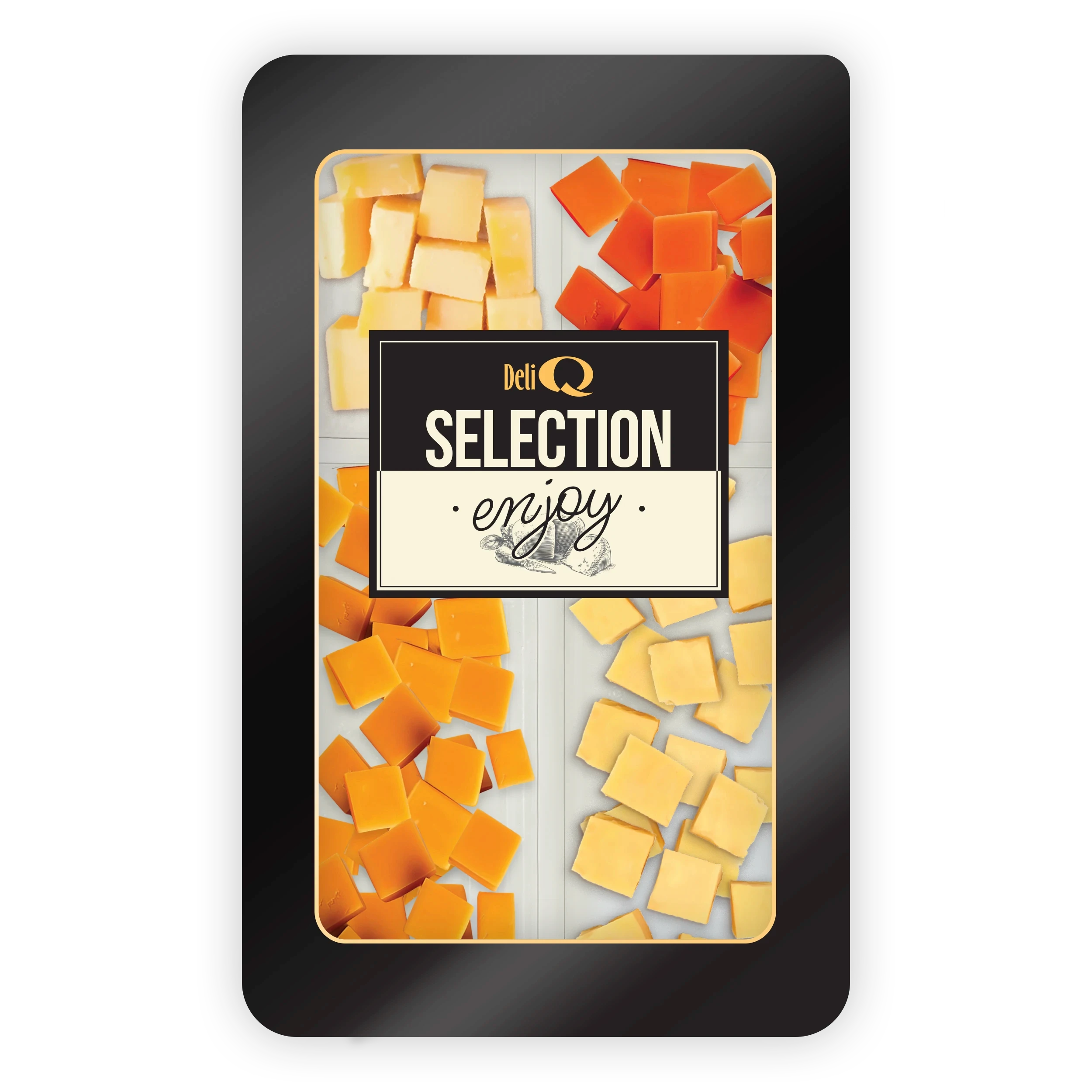 DELI Q SELECTION kostki: Cheddar Mature / Ser Pomidor-Chili / Mimolette / Gouda 200g