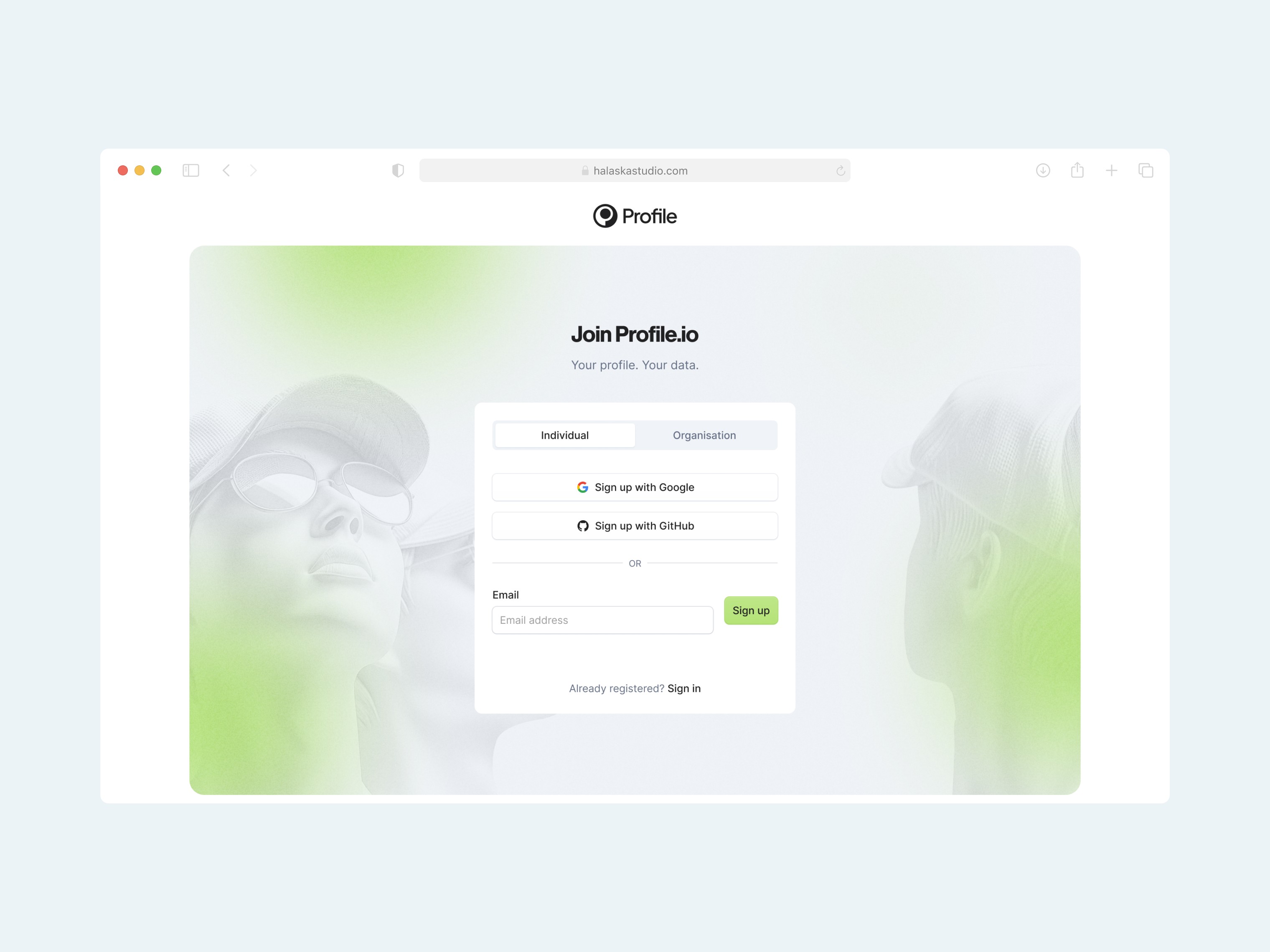 Profile io web3 account product design sign in
