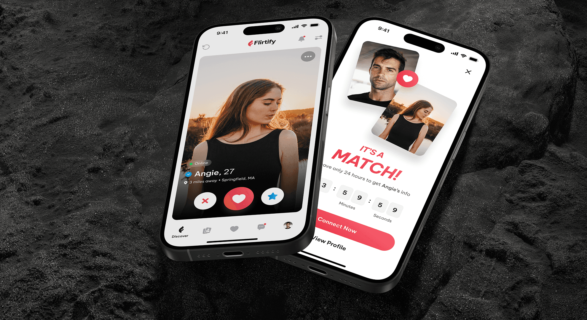 Flirify mobile mockups