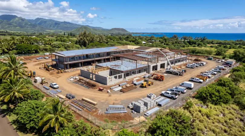 Aerial view of construction site in Hawaii.