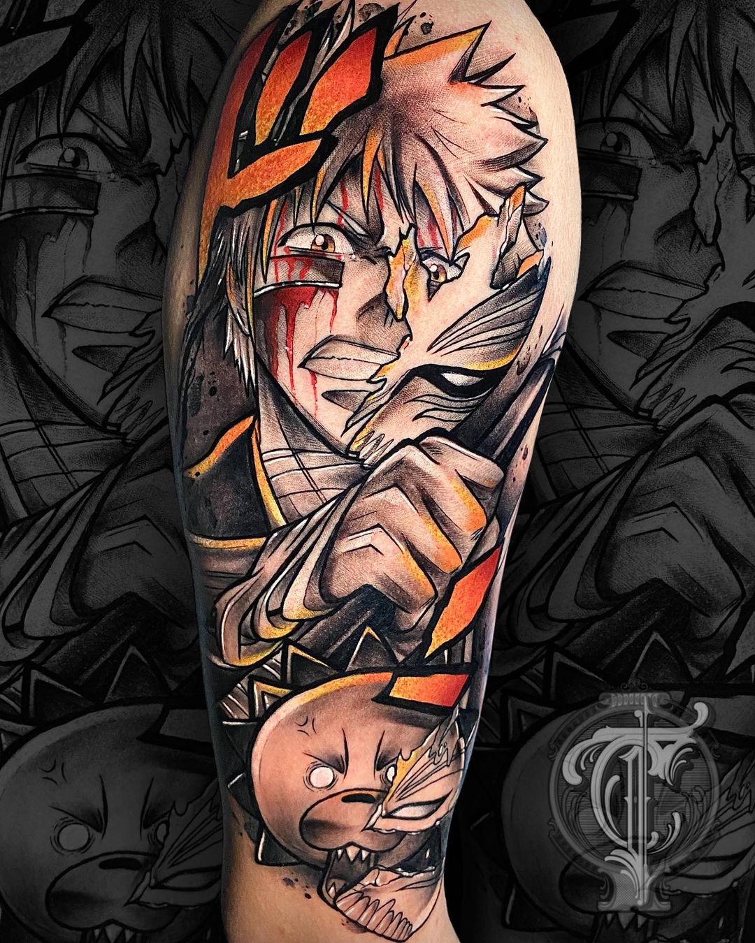 Bleach ichigo hollow mask and Kon tattoo