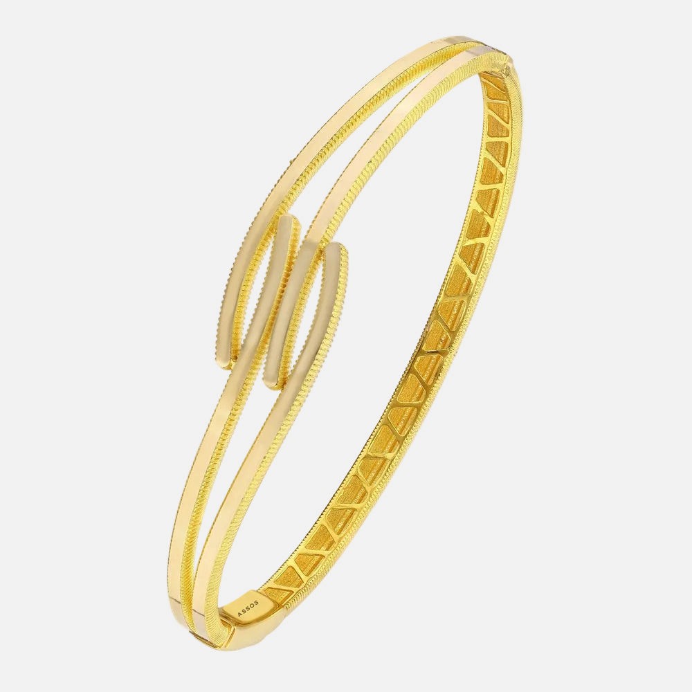 Assos Pırlanta 14 Ayar Altın Modern Tasarım Kelepçe Bilezik