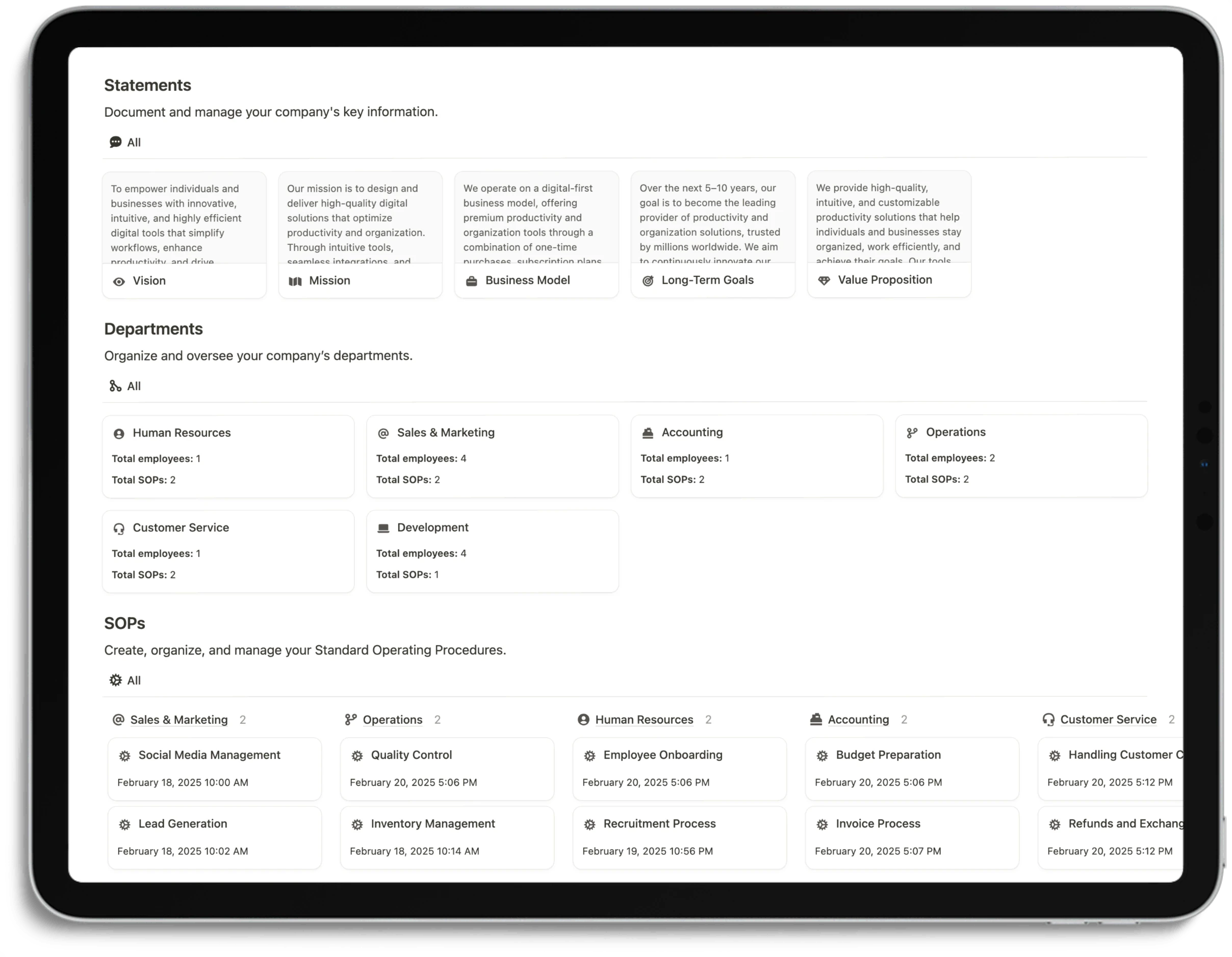Notion Business System - Feature About