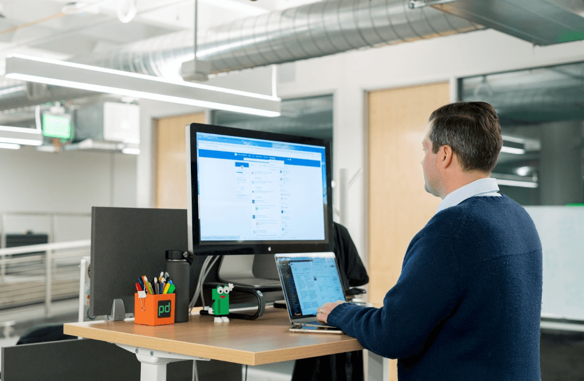 A man using linkedin on a computer