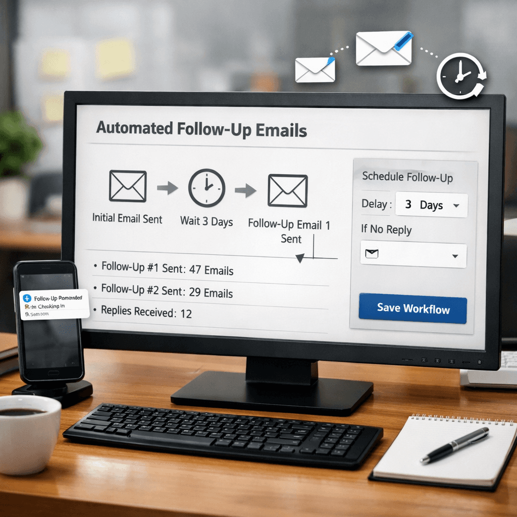 A photorealistic image related to automated-email-follow-up. Alt: automated-email-follow-up