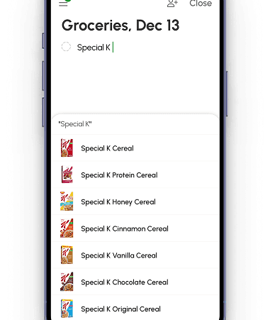 Intuitive grocery list organizer app with clean and simple mobile design.