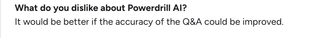 Powerdrill review AI Q&A accuracy issue