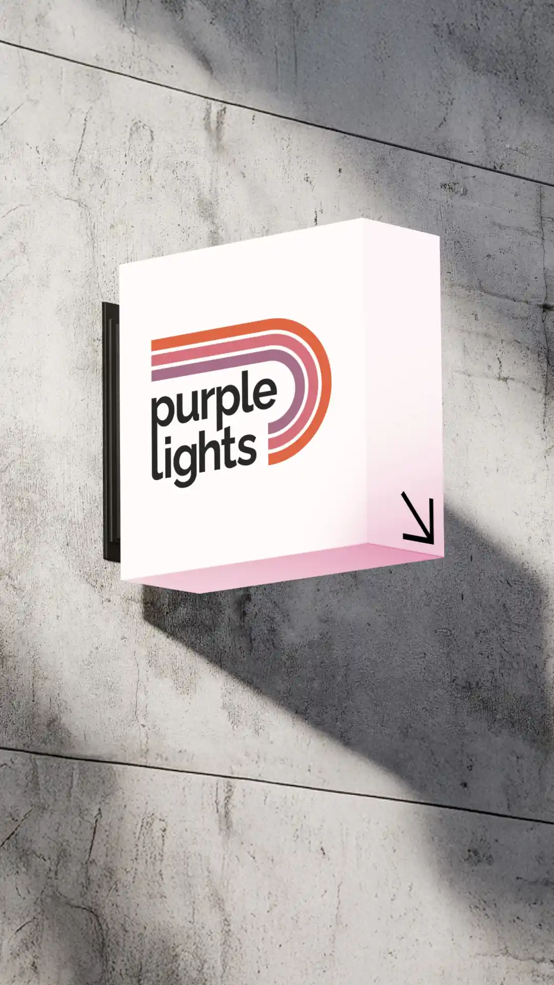Purple Lights — Outdoor sign with logo — Storefront branding