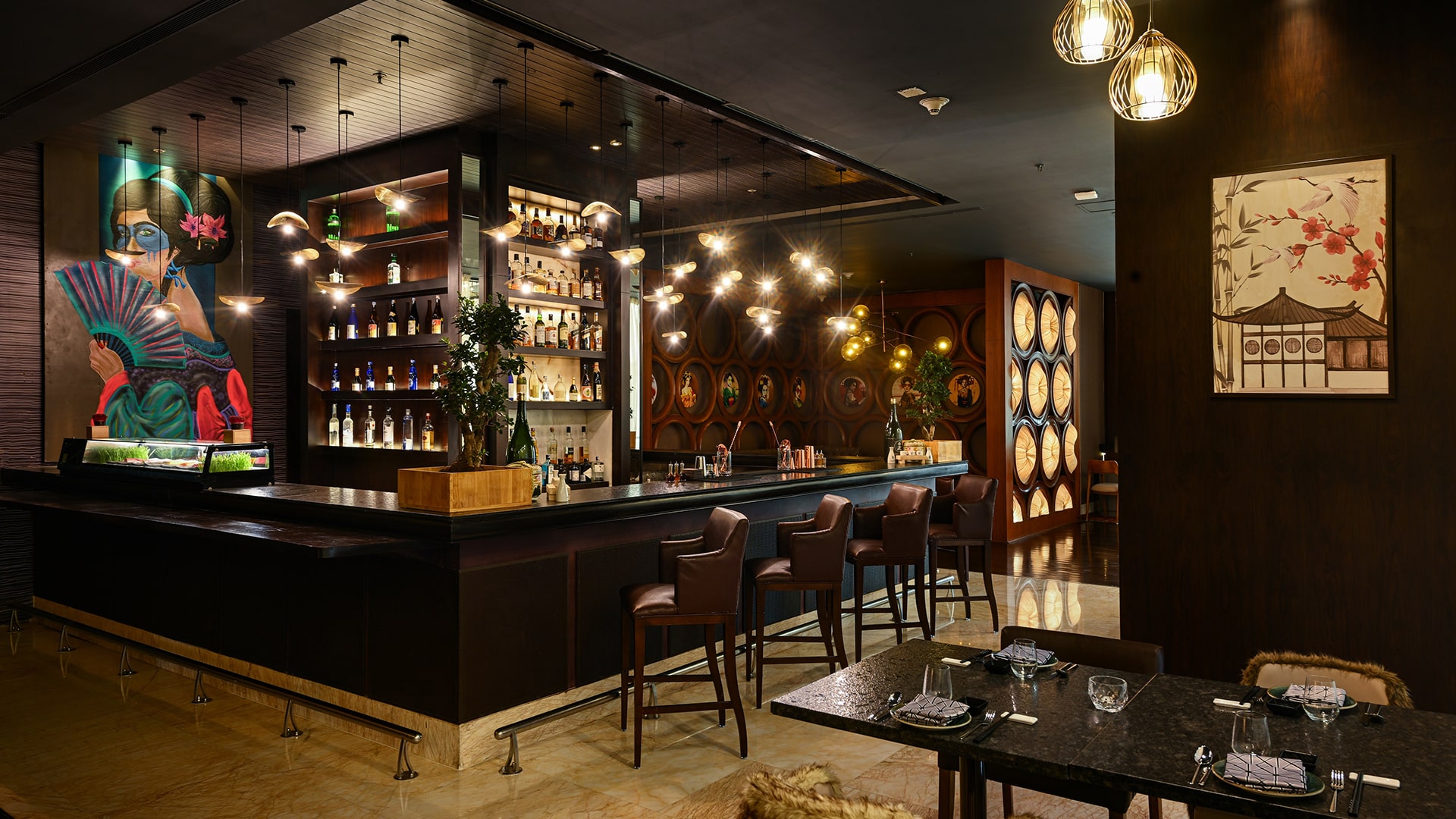 beautifully planned custom art work on the interiors of jw marriot by team visualeyez