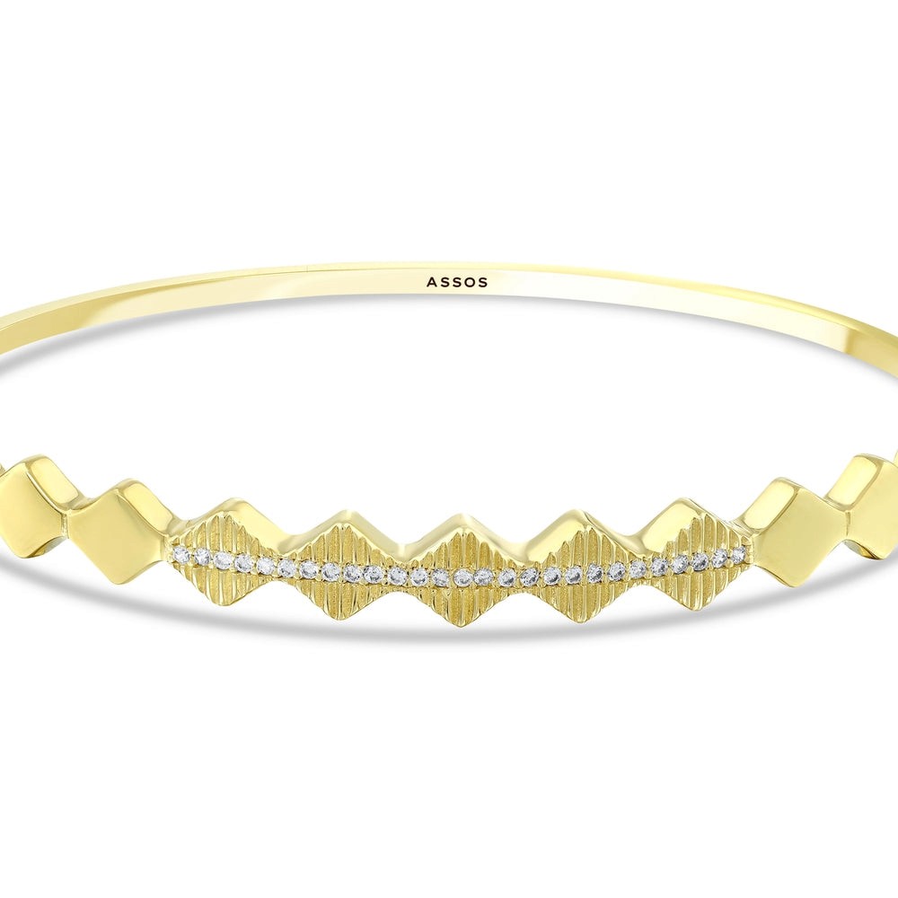 Lüks Tasarım 14 Ayar Altın Kelepçe Bilezik Modern Geometrik Formlu