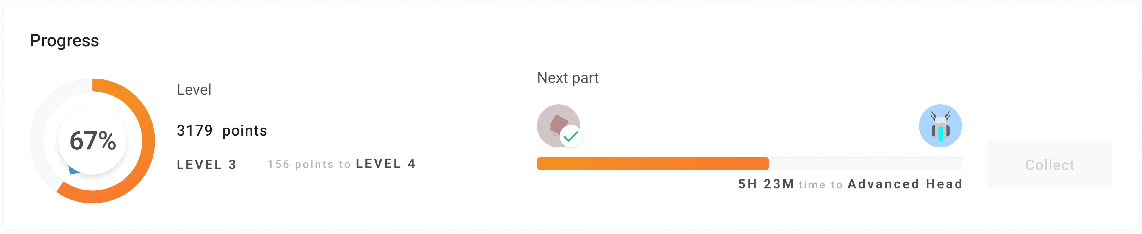 Level and progress