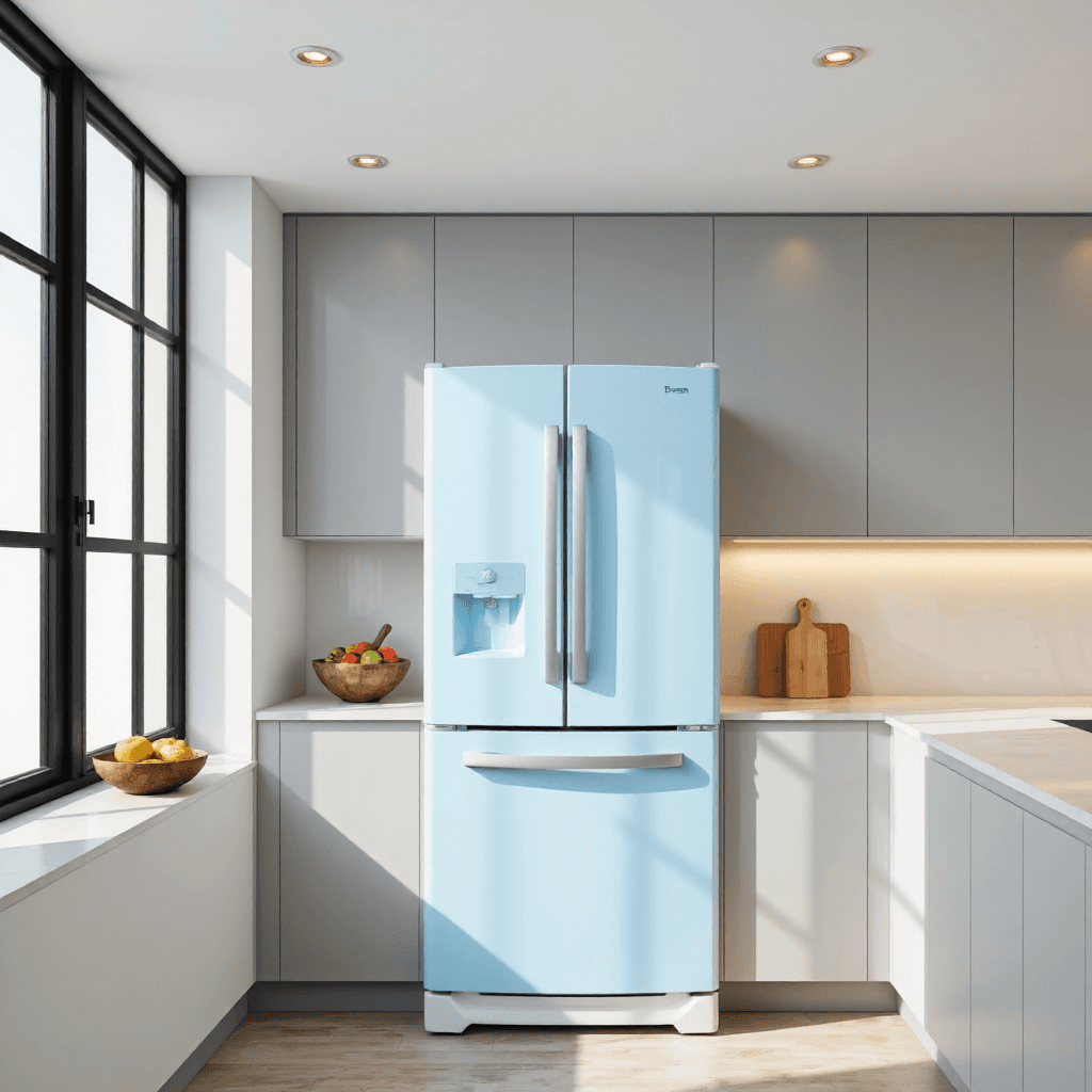 product photography of a refrigerator with a two-door design