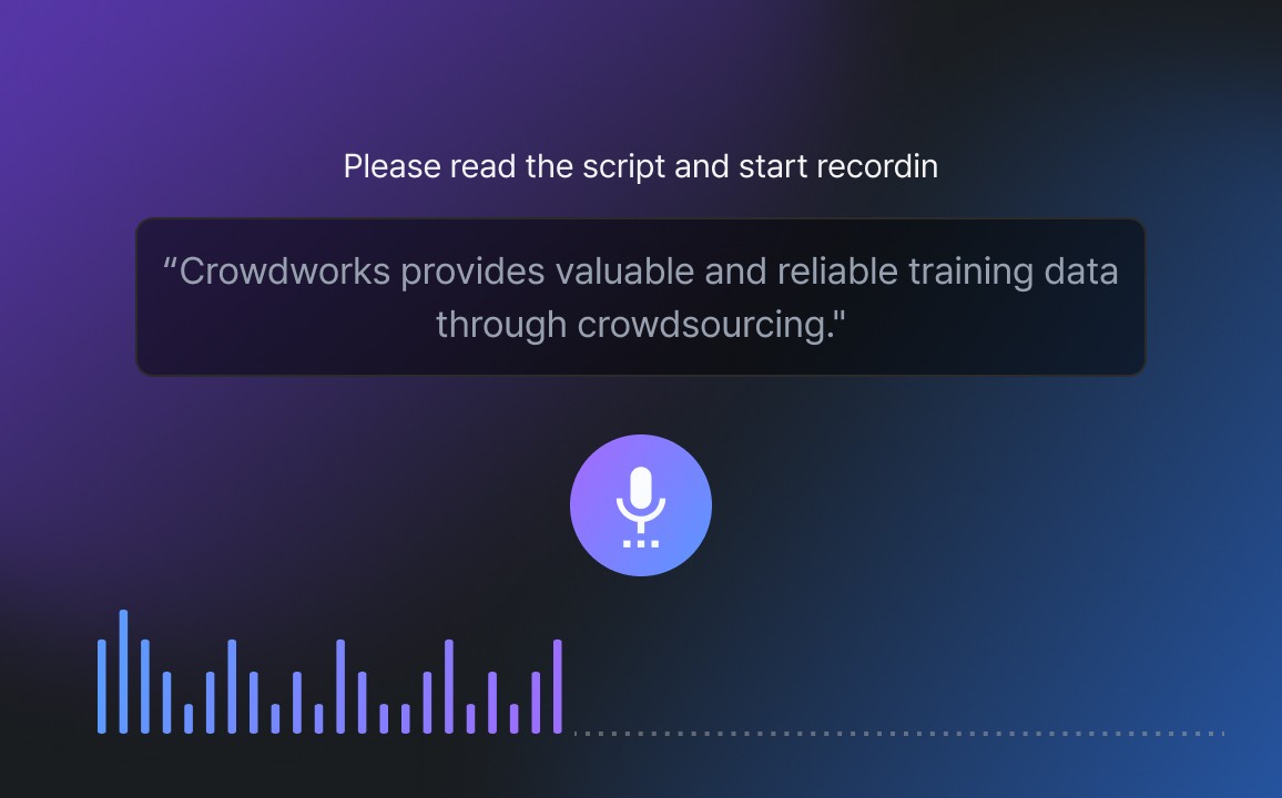 An example image of a person reading a script to generate new data through audio data manipulation.
