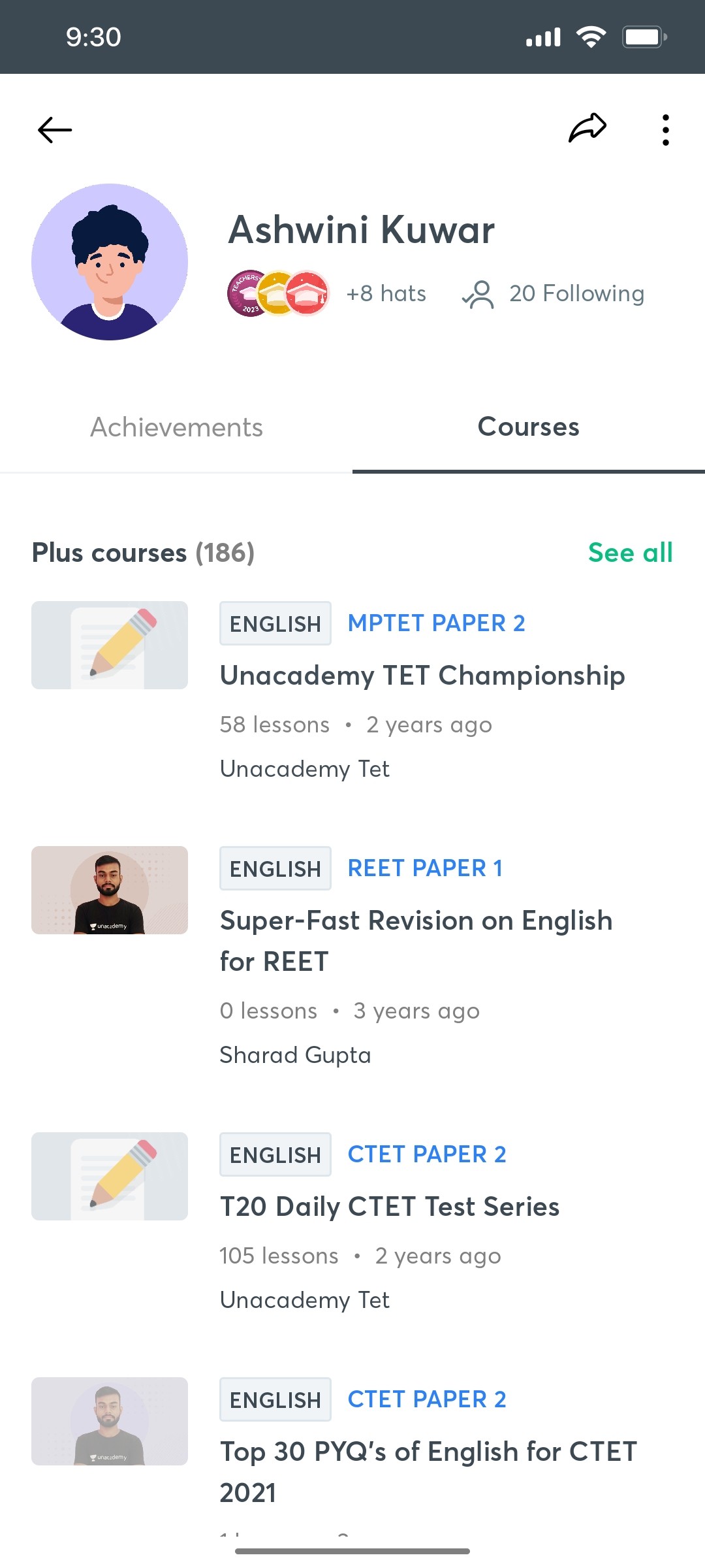 Unacademy  Courses Screen