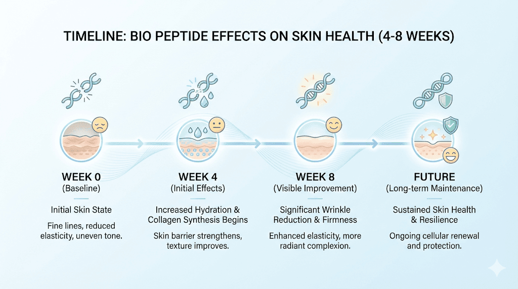 Bio peptide skin benefits timeline week by week results