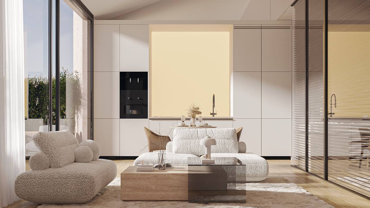 Corner 1-bedroom penthouse in White Palm in Canggu