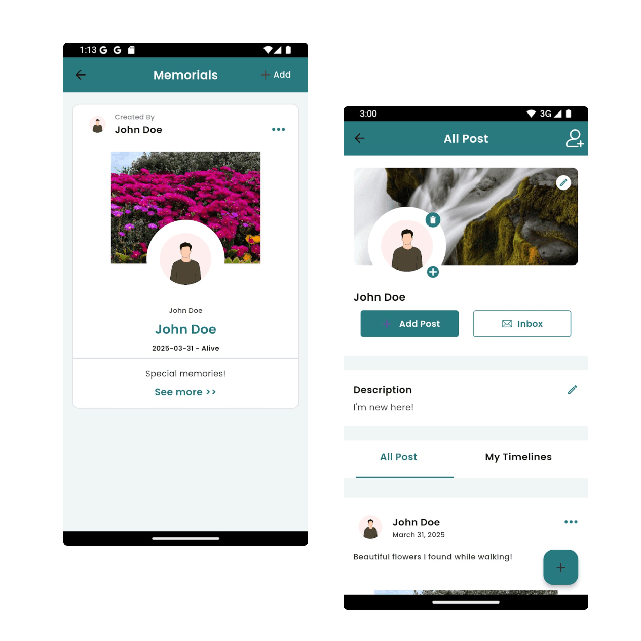 A large orange truck driving down a dirt road