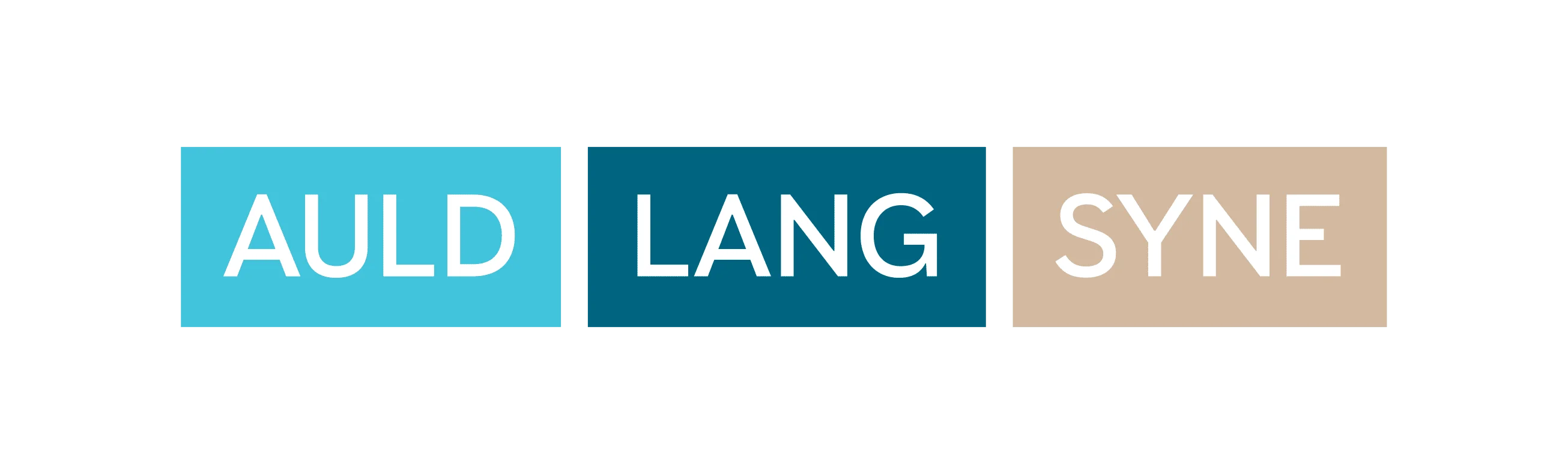 Auld Lang Syne — three colored blocks in light blue, teal, and tan with the words split across them. Header graphic for a year-end reflection post, January 2015.