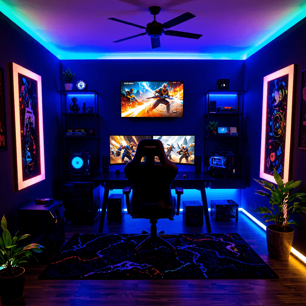 product photography of gaming computer setup