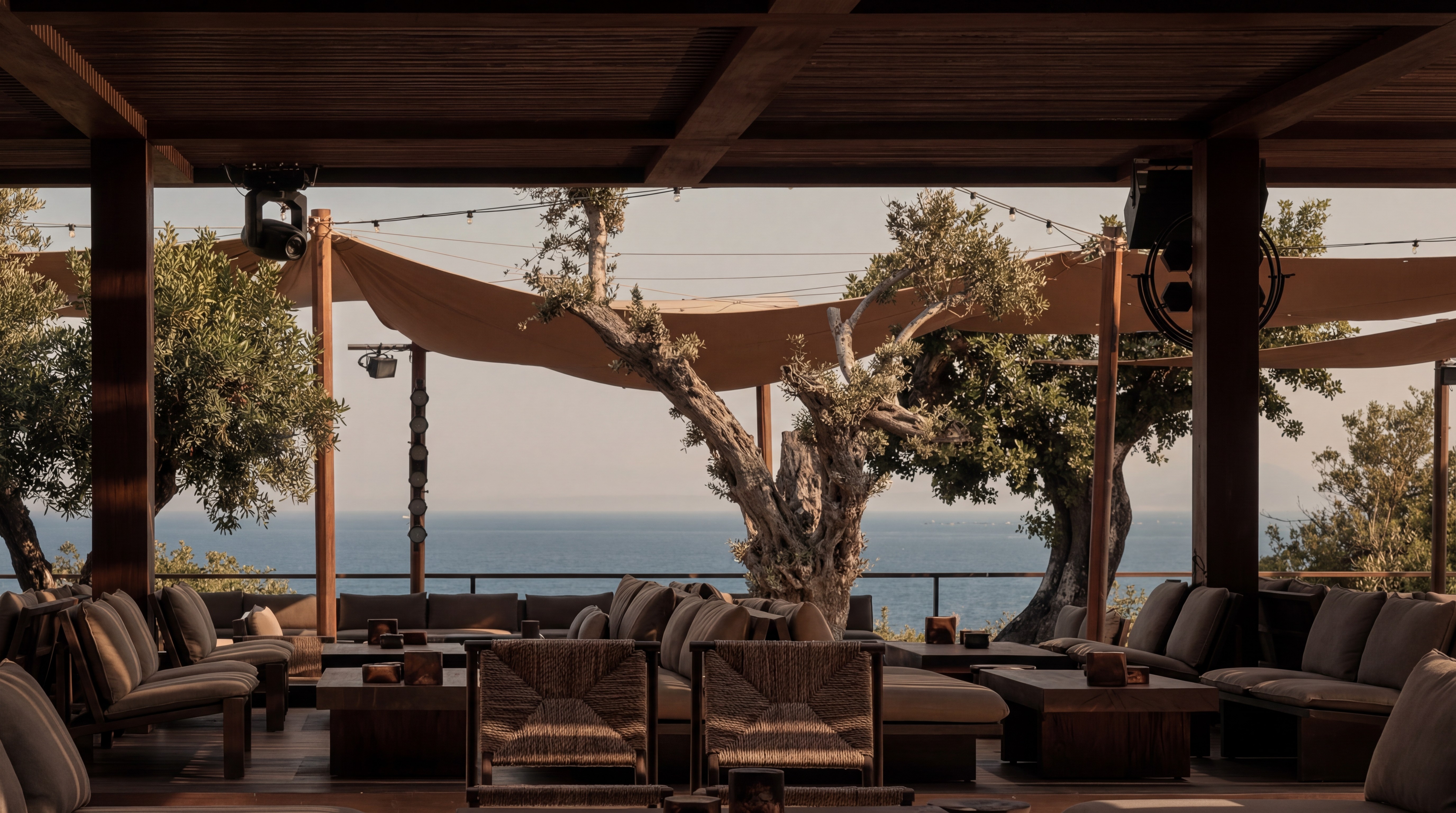 Scorpios Bodrum beach club restaurant Göltürkbükü terrace lounge with sea view sunset setting