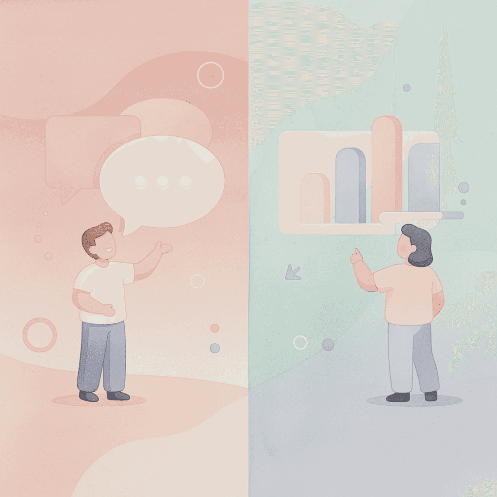 Split scene showing person struggling with conversation versus confident dialogue
