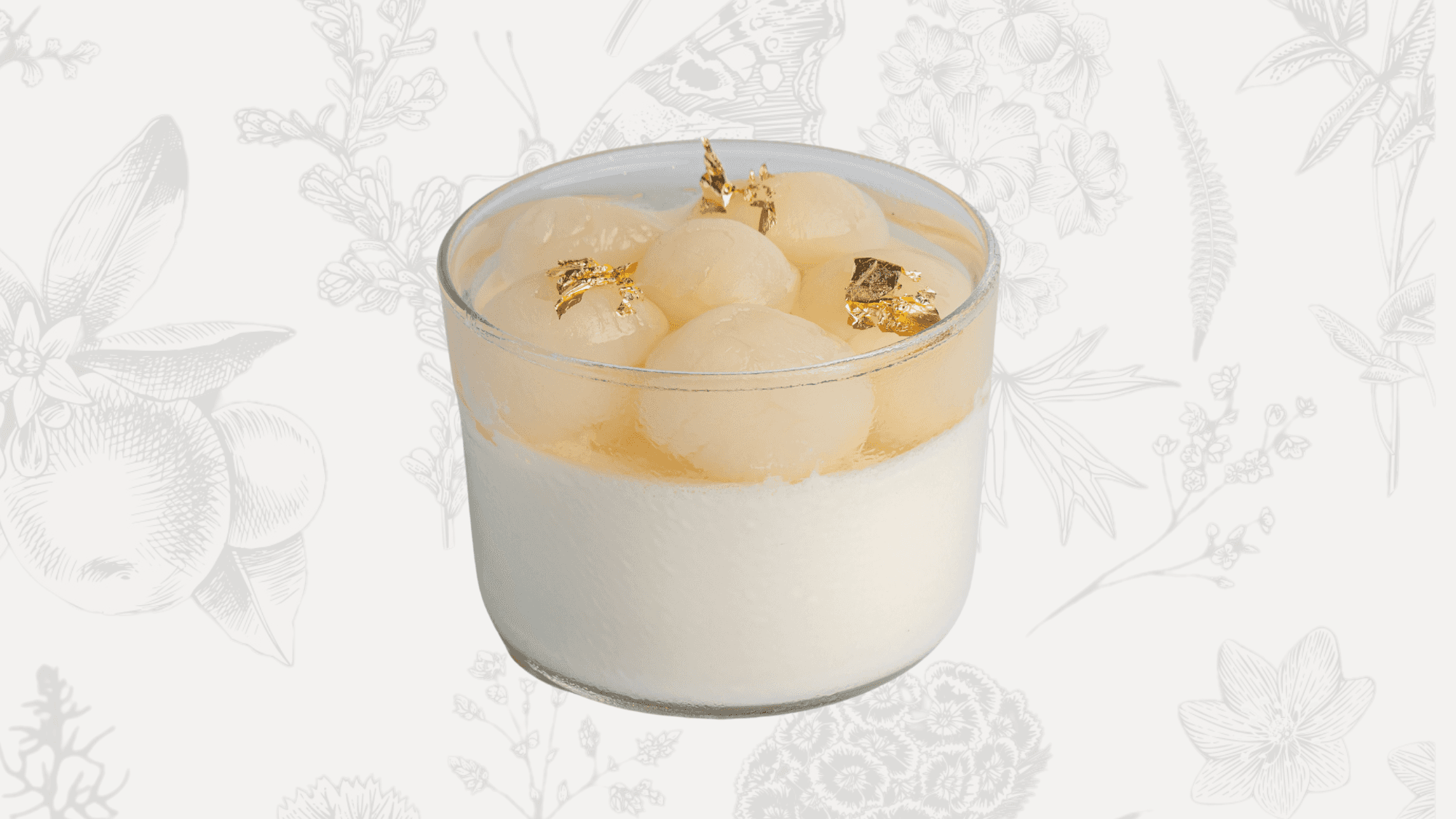 Longan Panna Cotta with Milk panna cotta, longan jelly, longan fruit