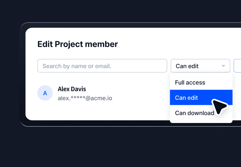 A user interface element showing a dropdown menu with options labeled "Edit" and "Delete."