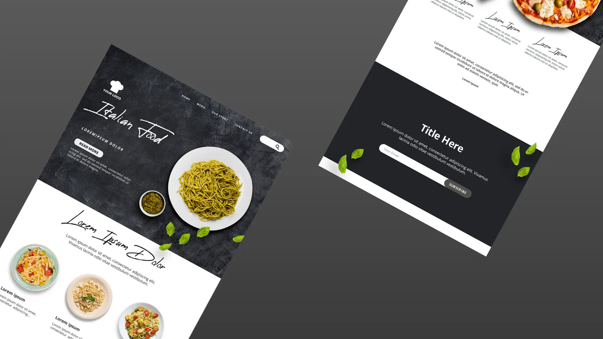 Website pizza layout