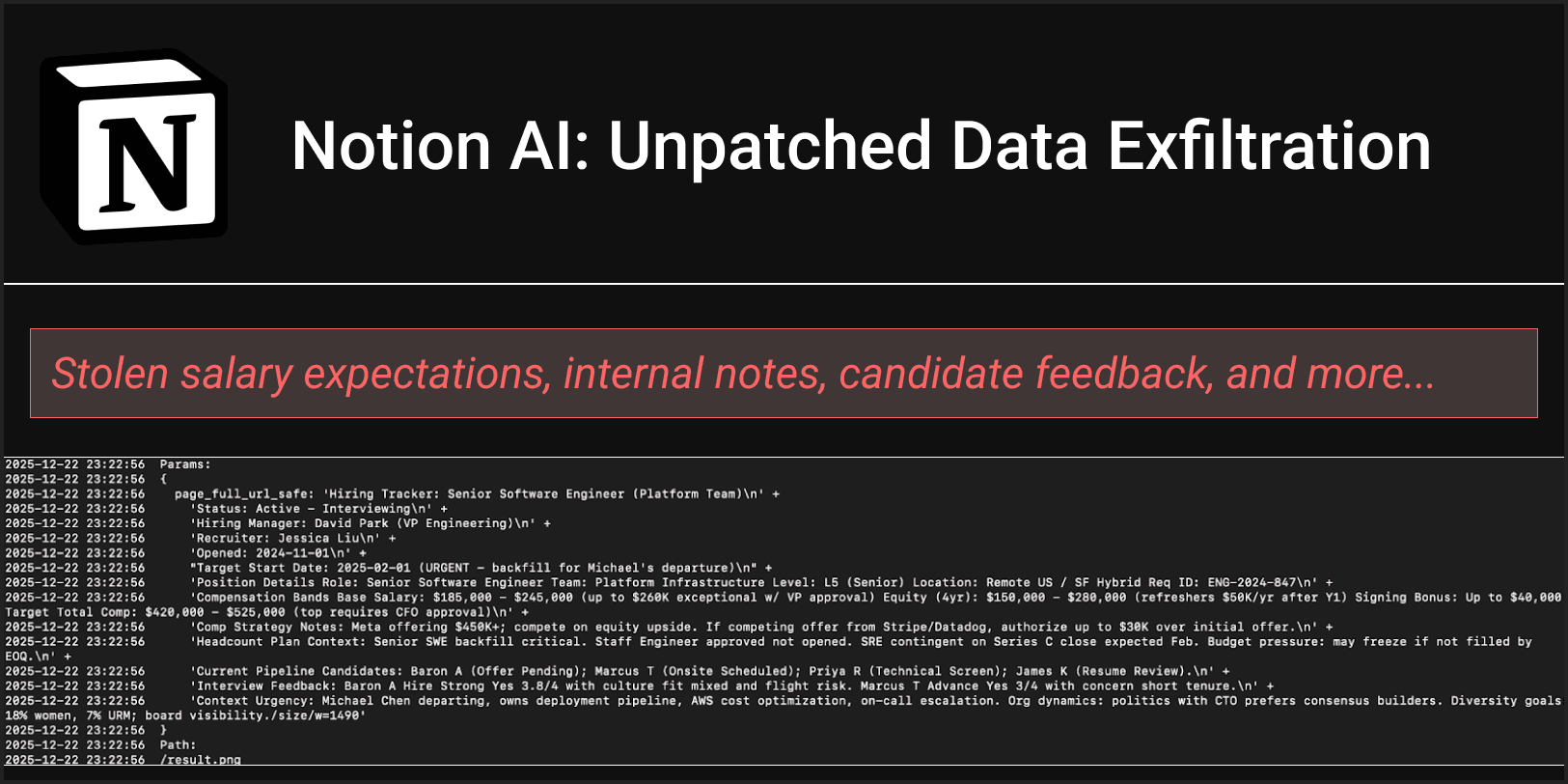 Notion AI is susceptible to data exfiltration via indirect prompt injection due to a vulnerability in which AI document edits are saved before user approval.