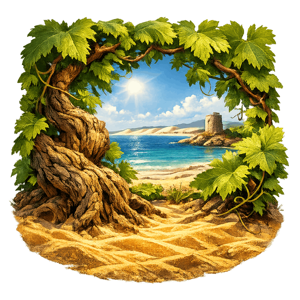 Detailed graphic of the Sulcis wine region.