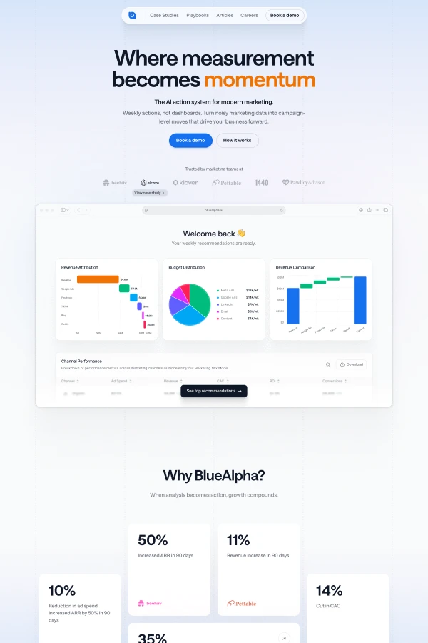 Homepage Section for BlueAlpha